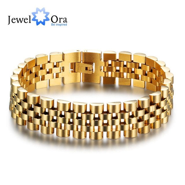 Bracciale di lusso in acciaio inossidabile color oro da 200 mm, braccialetti da polso da uomo, regalo per lui - italy shopping