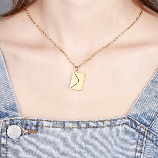 Envelope Necklace With Message - message necklace - italy shopping
