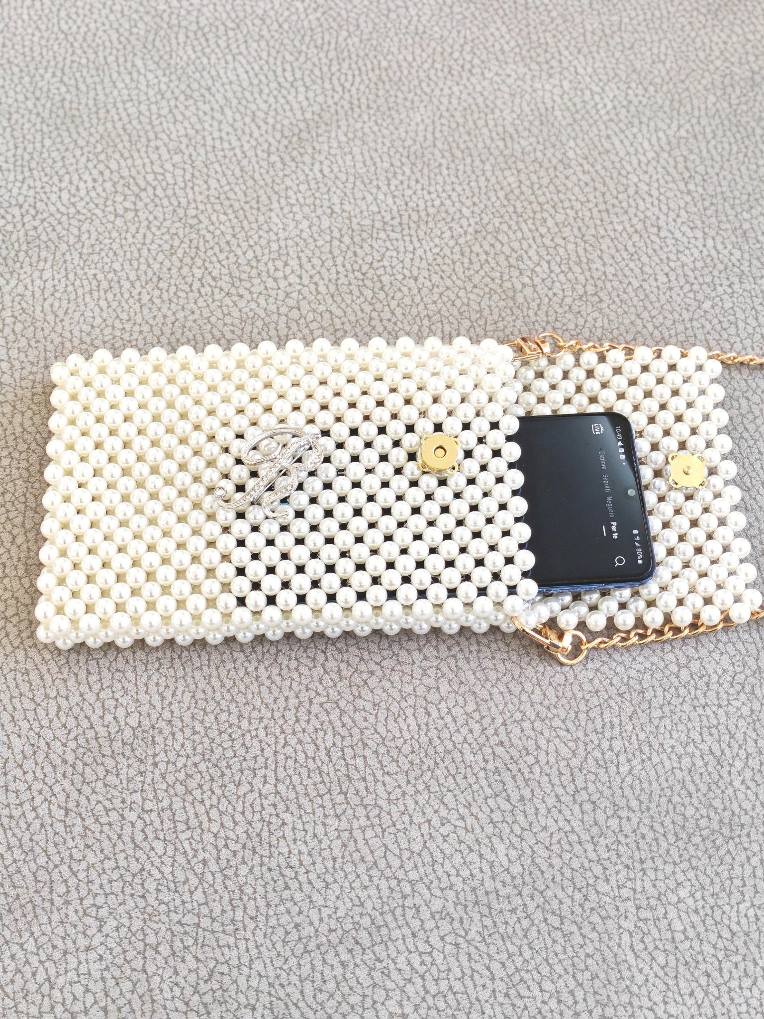 Borsetta fatta a mano con perle - italy shopping