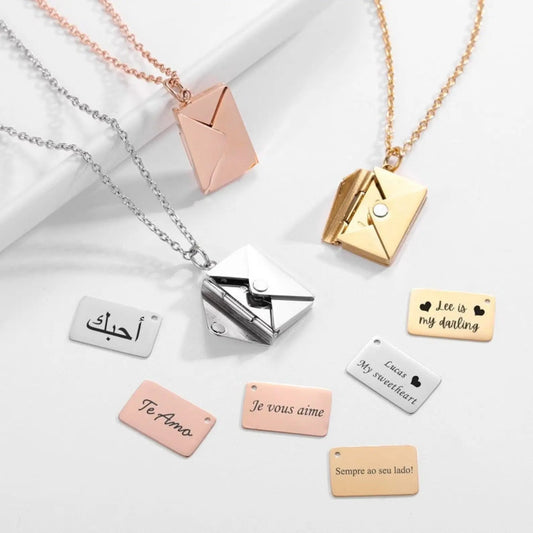 Envelope Necklace With Message - message necklace - italy shopping