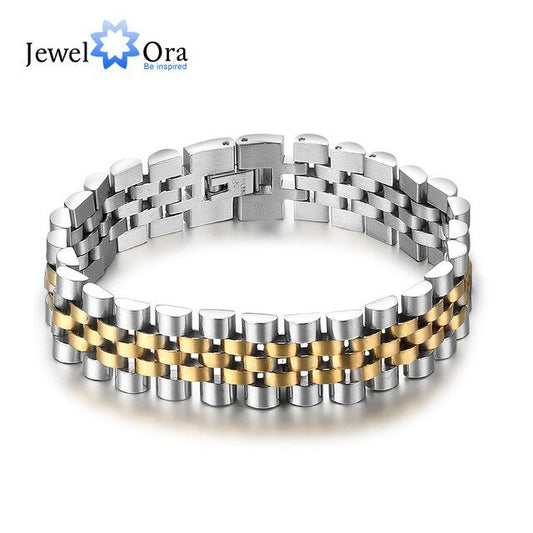 Bracciale di lusso in acciaio inossidabile color oro da 200 mm, braccialetti da polso da uomo, regalo per lui - italy shopping