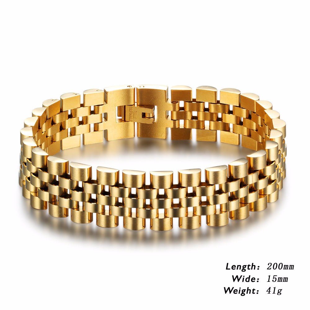 Bracciale di lusso in acciaio inossidabile color oro da 200 mm, braccialetti da polso da uomo, regalo per lui - italy shopping